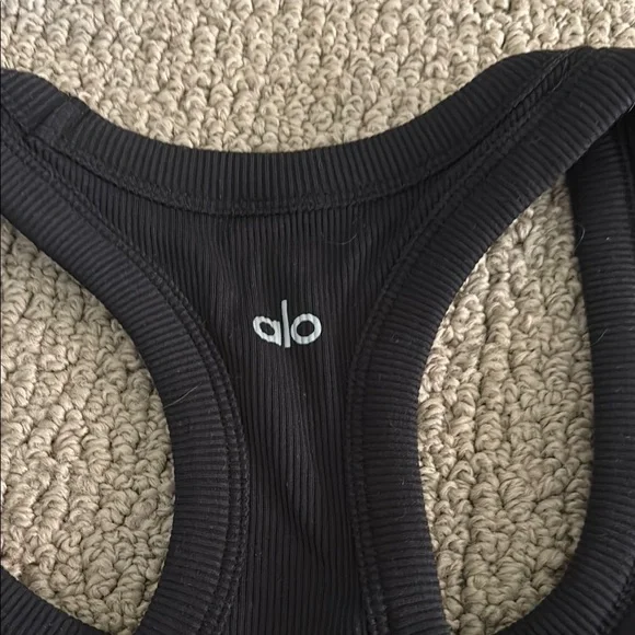 ALO Yoga Black Ribbed Racerback Tank Top - Picture 2 of 3